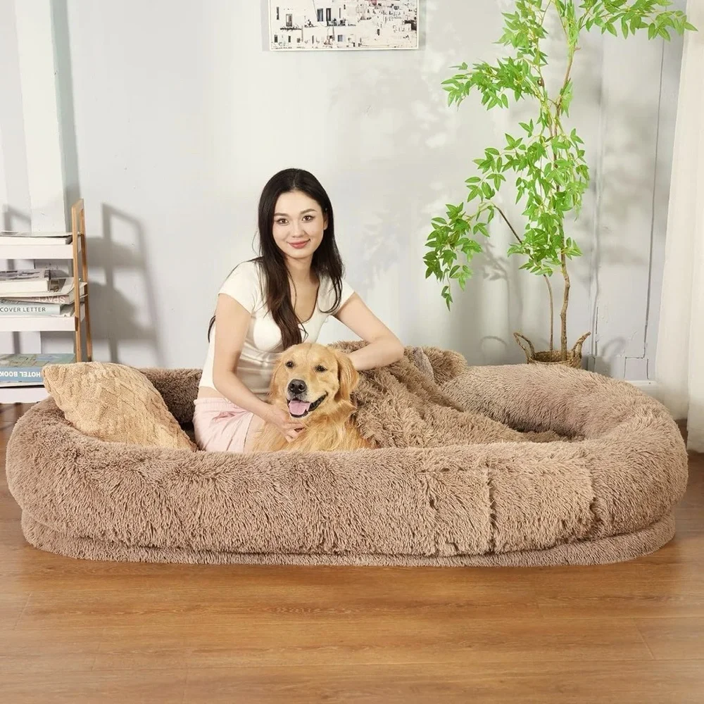 Extra Large Human Dog Bed For People Adults, 73x47x12 Inch Human Sized Dog Bed